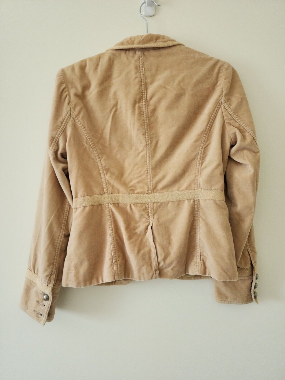 Massimo Dutti Velour Jacket Cream Cadet Long Sleeve Collared Lined Womens S - Picture 3 of 16